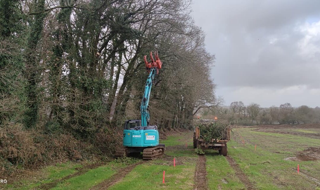 Chantier Eurovia sur terrain gras à Landivisiau