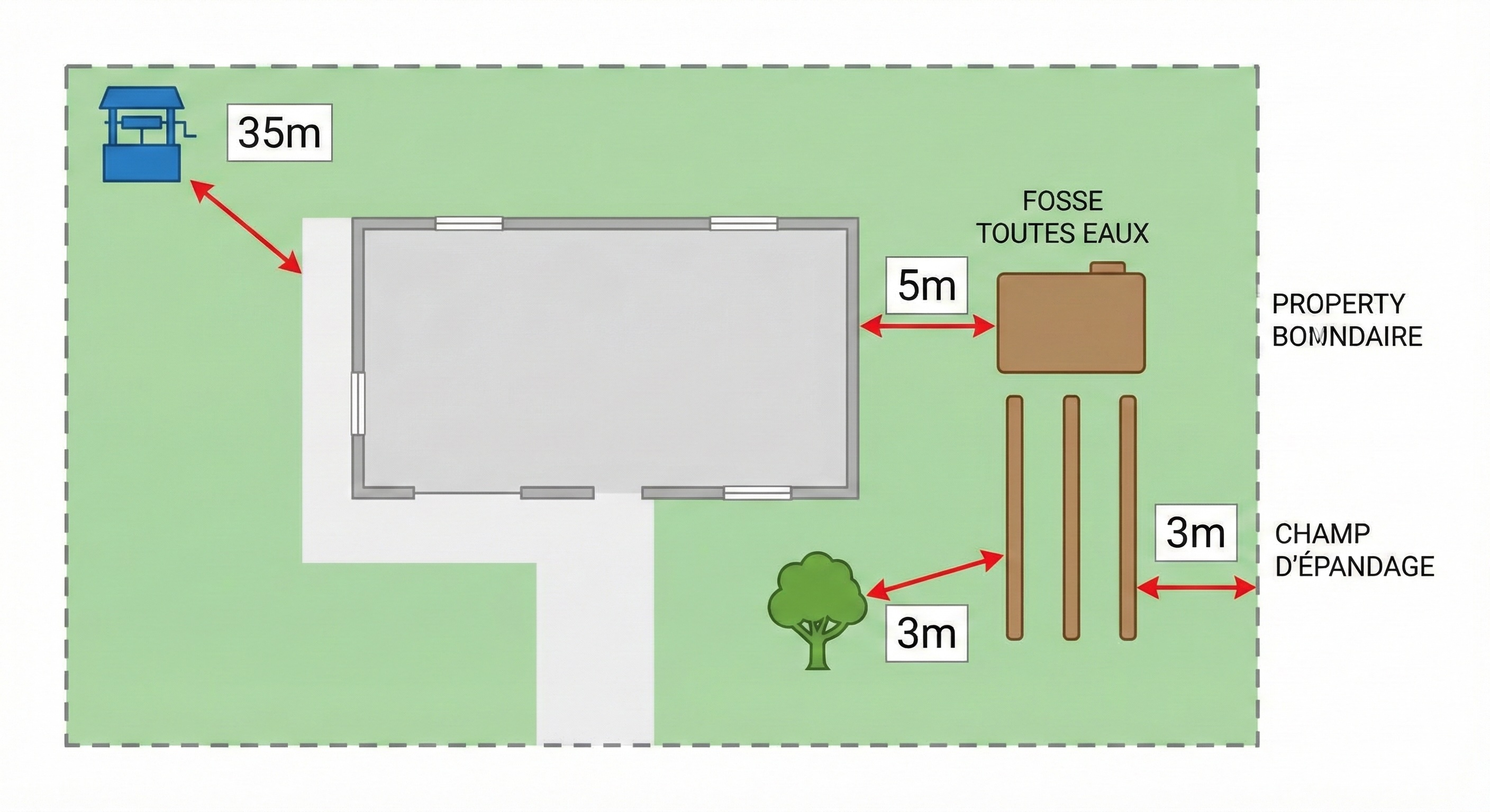 distances reglementaires assainissement