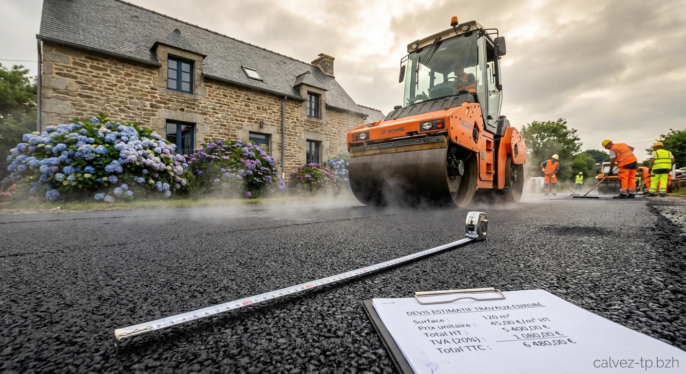 Enrobé prix m² en Finistère Nord : le guide complet pour budgétiser vos travaux (allée, cour, parking)