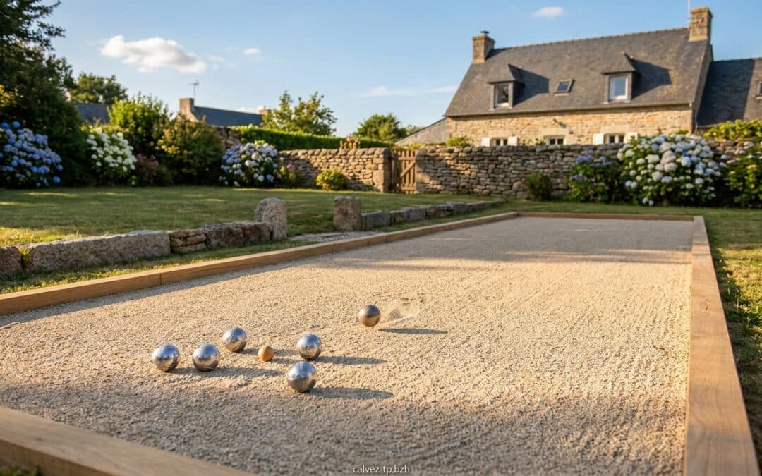 Terrain de pétanque dans le jardin : guide de création, dimensions et coût en Finistère Nord