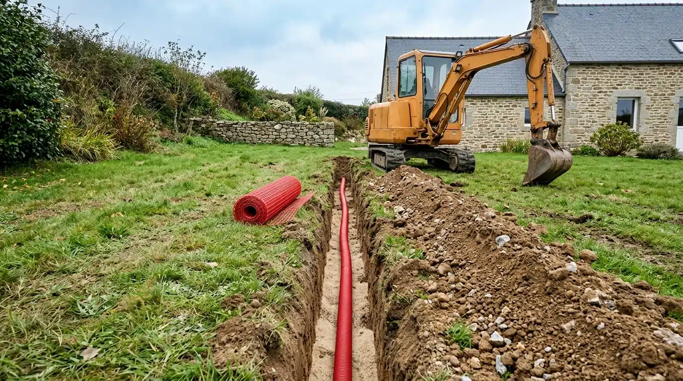Prix d’une tranchée au mètre dans le Finistère : électricité, eau, fibre, eaux usées Prix d'une tranchée au mètre dans le Finistère : électricité, eau, fibre, eaux usées